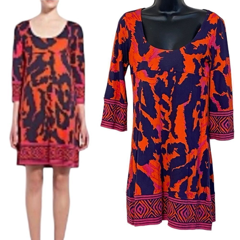 DVF Diane Von Furstenberg Vintage Laetitia 100% Silk Shift Mini Dress Sz 2